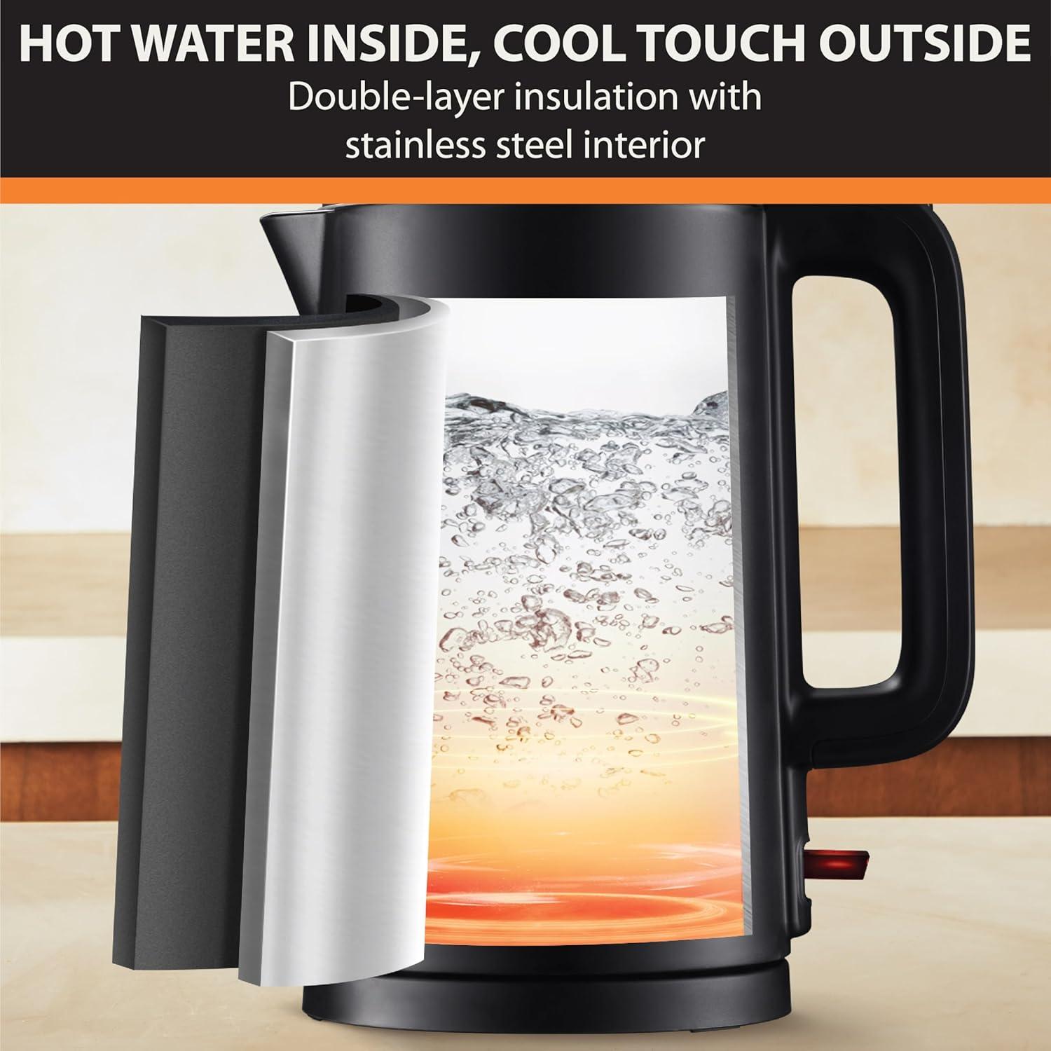 image:imageKRUPS 15L Electric Kettle Stainless Steel Cool Touch Interior Fast Boiling One Cup in 80 Seconds Double Wall Auto Off Keep Warm Hot Water Kettle Electric Cordless BlackWhiteCool Touch Kettle