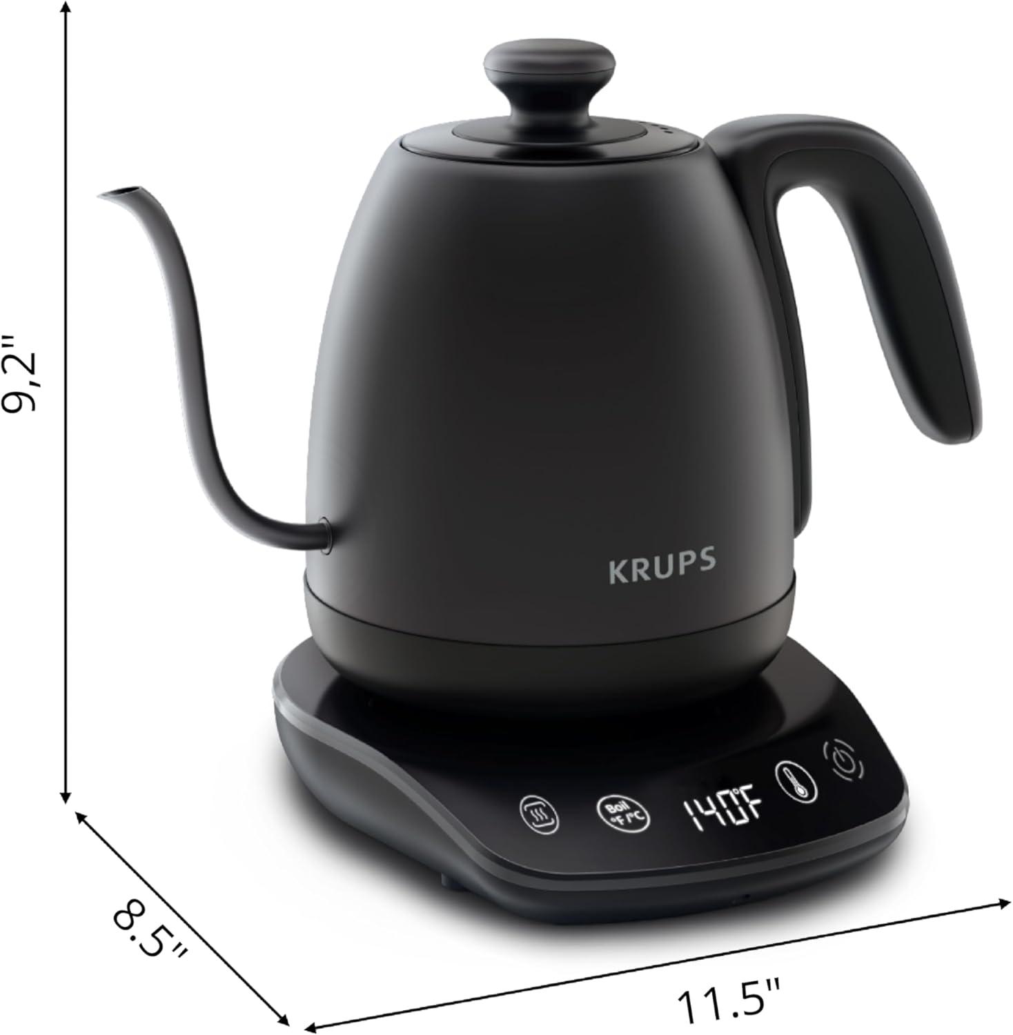 image:imageKRUPS 15L Electric Kettle Stainless Steel Cool Touch Interior Fast Boiling One Cup in 80 Seconds Double Wall Auto Off Keep Warm Hot Water Kettle Electric Cordless BlackWhiteGooseneck Kettle
