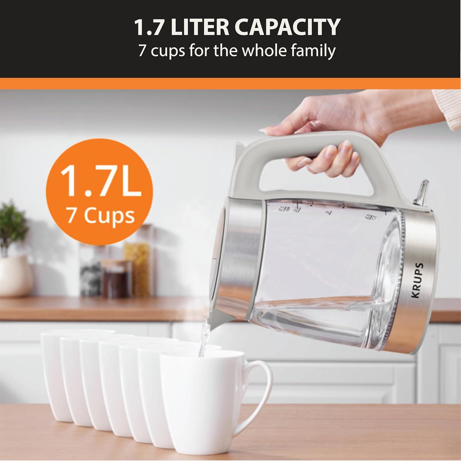 image:imageKRUPS 15L Electric Kettle Stainless Steel Cool Touch Interior Fast Boiling One Cup in 80 Seconds Double Wall Auto Off Keep Warm Hot Water Kettle Electric Cordless BlackWhiteGlass Kettle