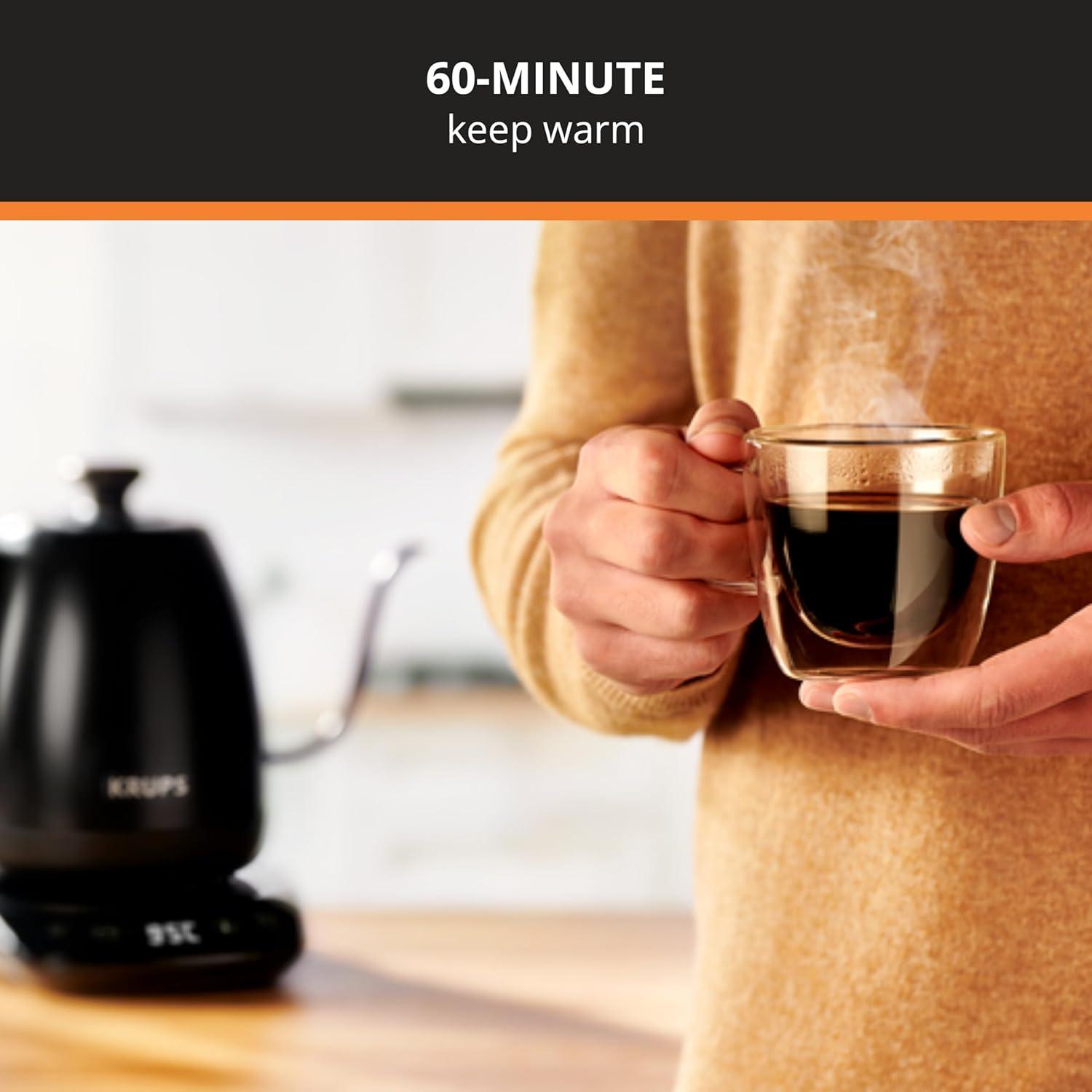image:imageKRUPS 15L Electric Kettle Stainless Steel Cool Touch Interior Fast Boiling One Cup in 80 Seconds Double Wall Auto Off Keep Warm Hot Water Kettle Electric Cordless BlackWhiteGooseneck Kettle