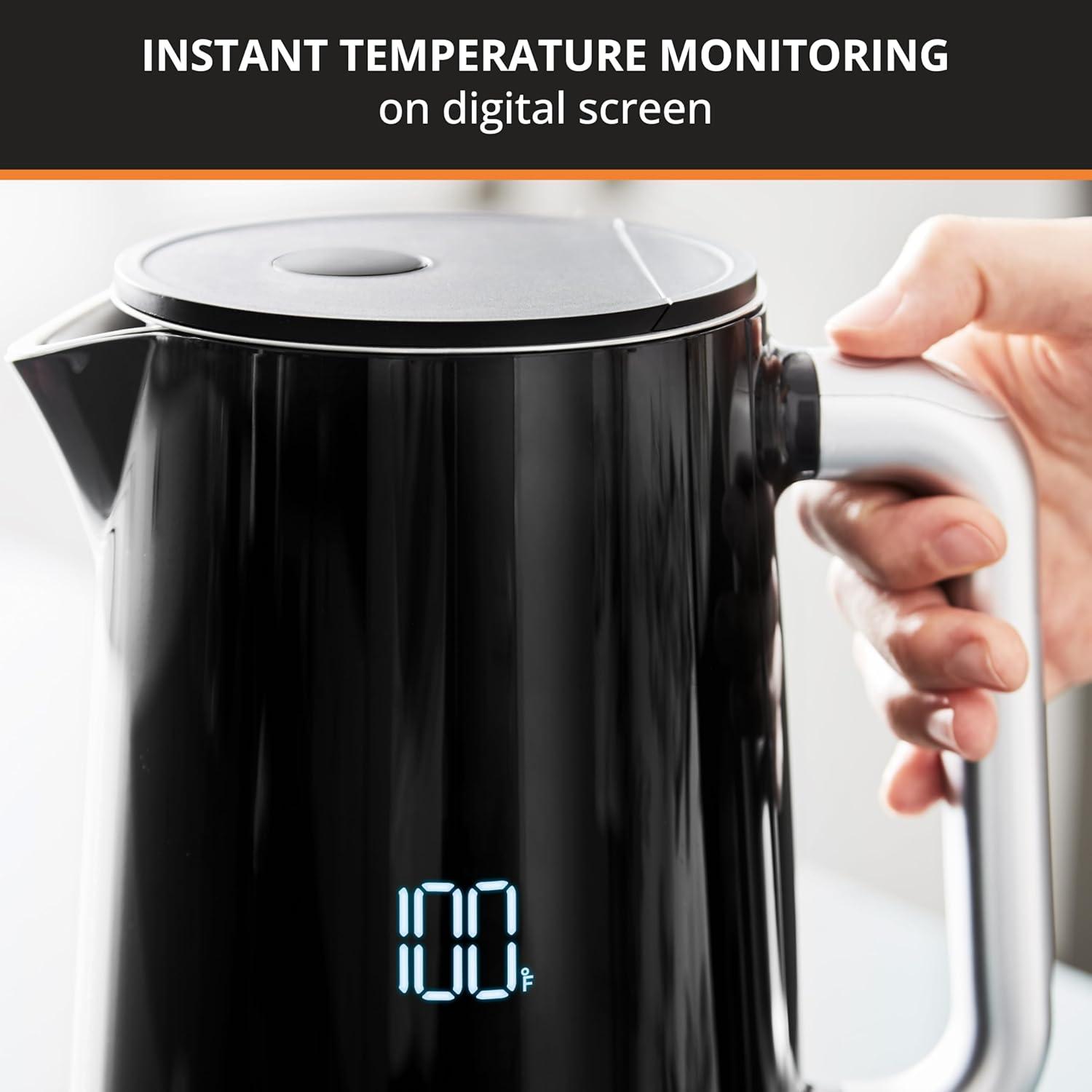 image:imageKRUPS 15L Electric Kettle Stainless Steel Cool Touch Interior Fast Boiling One Cup in 80 Seconds Double Wall Auto Off Keep Warm Hot Water Kettle Electric Cordless BlackWhiteDigital Kettle