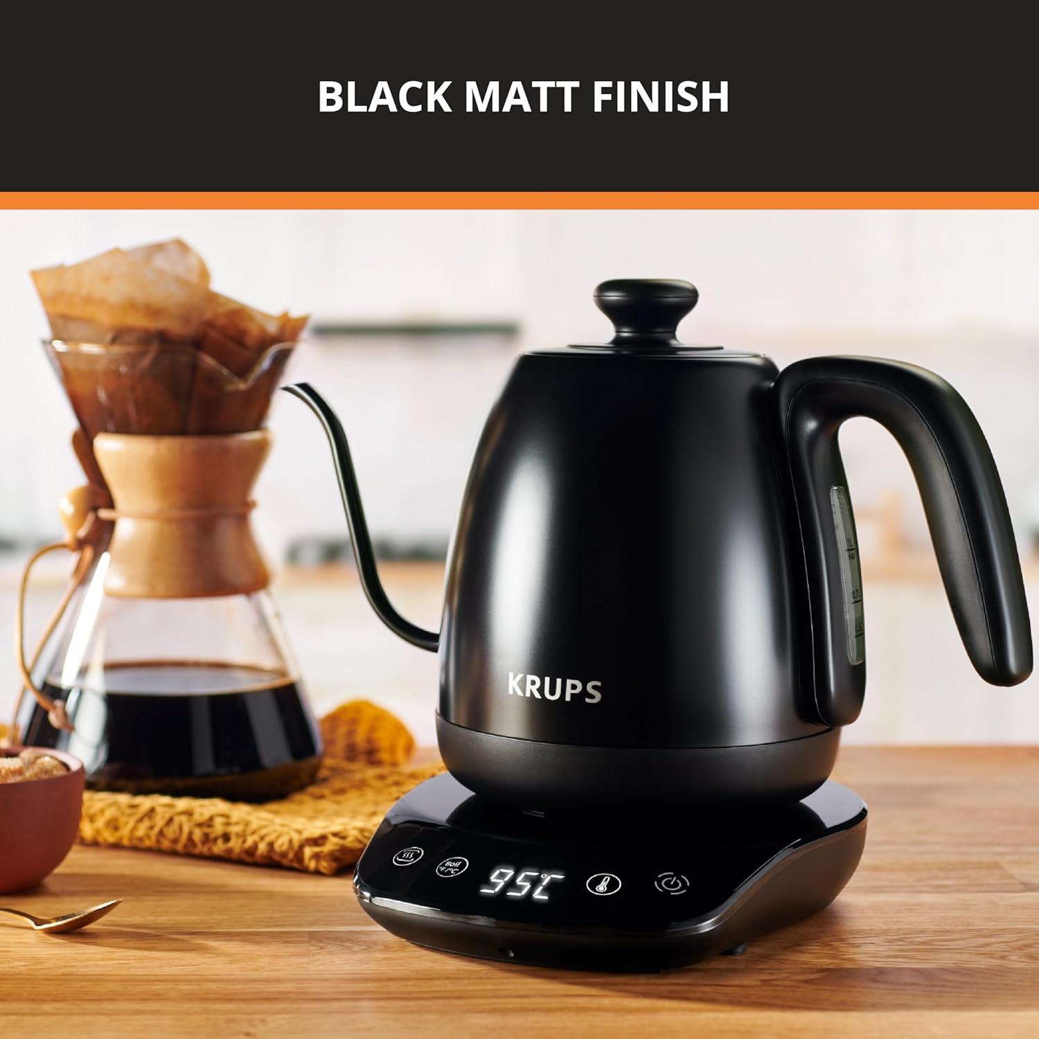 image:imageKRUPS 15L Electric Kettle Stainless Steel Cool Touch Interior Fast Boiling One Cup in 80 Seconds Double Wall Auto Off Keep Warm Hot Water Kettle Electric Cordless BlackWhiteGooseneck Kettle