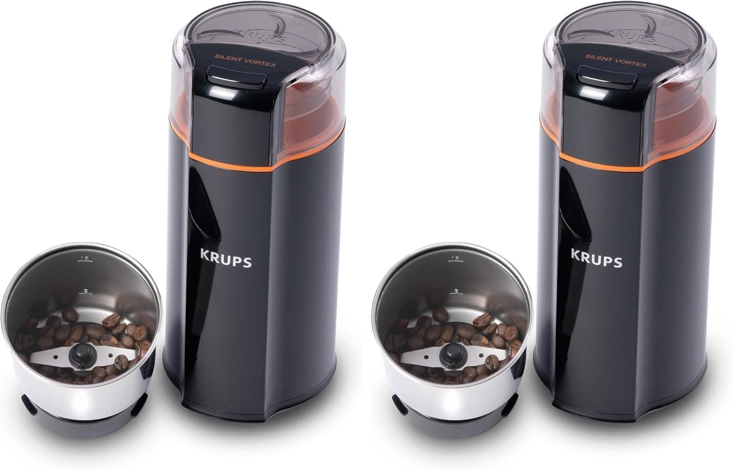 image:imageKRUPS 3oz Coffee Grinder Ultimate Silent Vortex Plastic and Stainless Steel Grinder with Removable Bowl MessFree 8 Times Quieter 2 Speeds 240 WattsDry HerbsDishwasher Safe12 cups ground SilverBlack