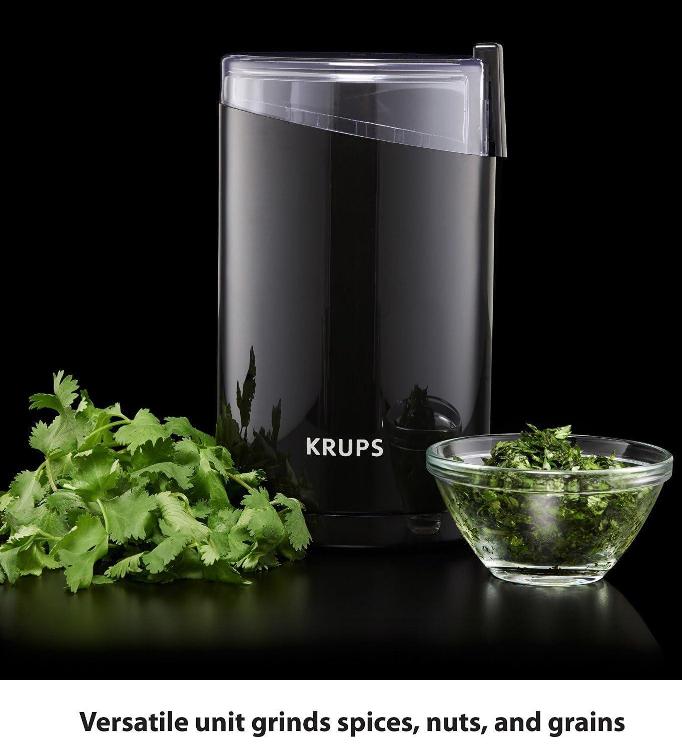 image:imageKRUPS 3oz Coffee Grinder Ultimate Silent Vortex Plastic and Stainless Steel Grinder with Removable Bowl MessFree 8 Times Quieter 2 Speeds 240 WattsDry HerbsDishwasher Safe12 cups ground SilverBlack