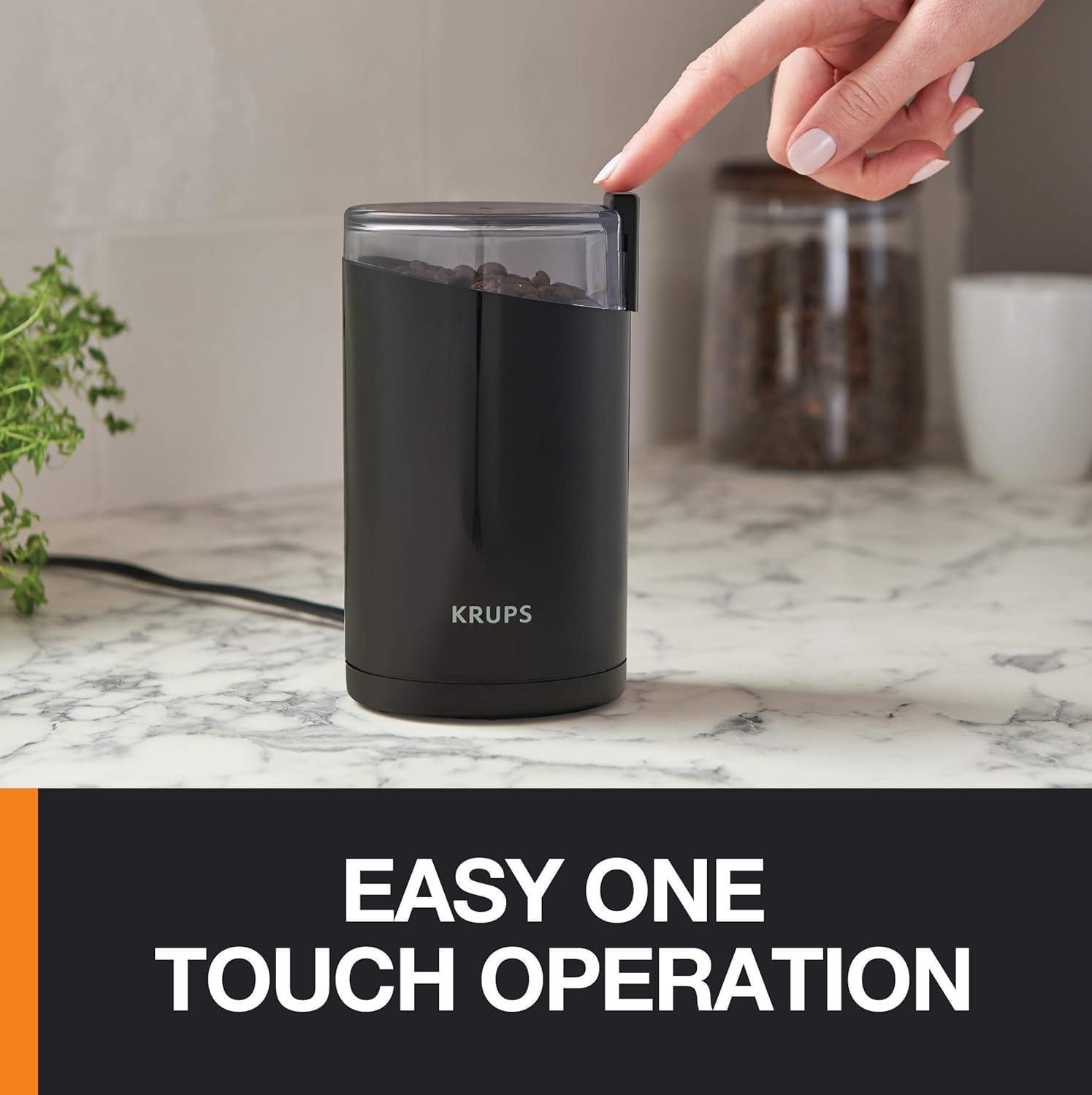 image:imageKRUPS 3oz Coffee Grinder Ultimate Silent Vortex Plastic and Stainless Steel Grinder with Removable Bowl MessFree 8 Times Quieter 2 Speeds 240 WattsDry HerbsDishwasher Safe12 cups ground SilverBlack