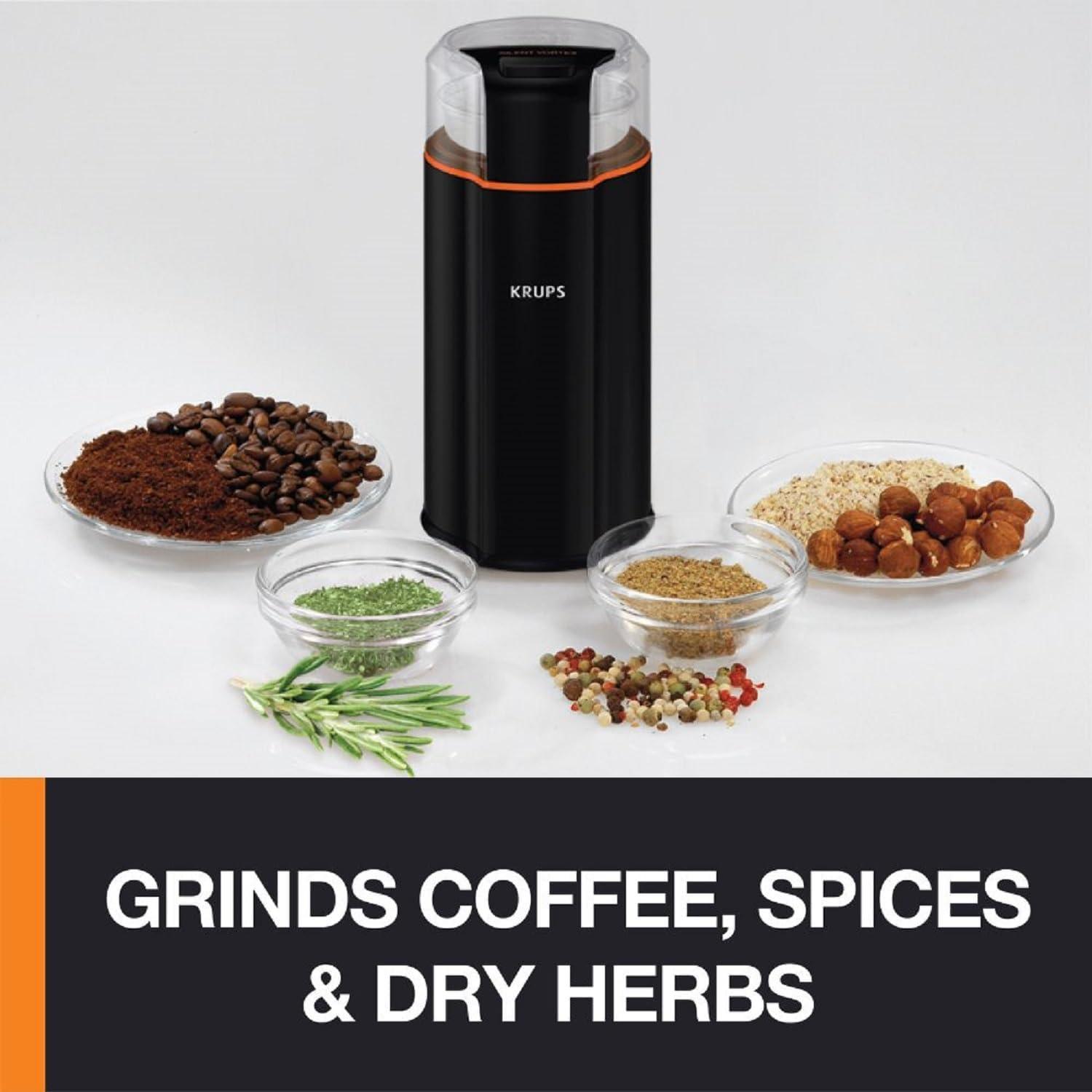 image:imageKRUPS 3oz Coffee Grinder Ultimate Silent Vortex Plastic and Stainless Steel Grinder with Removable Bowl MessFree 8 Times Quieter 2 Speeds 240 WattsDry HerbsDishwasher Safe12 cups ground SilverBlack