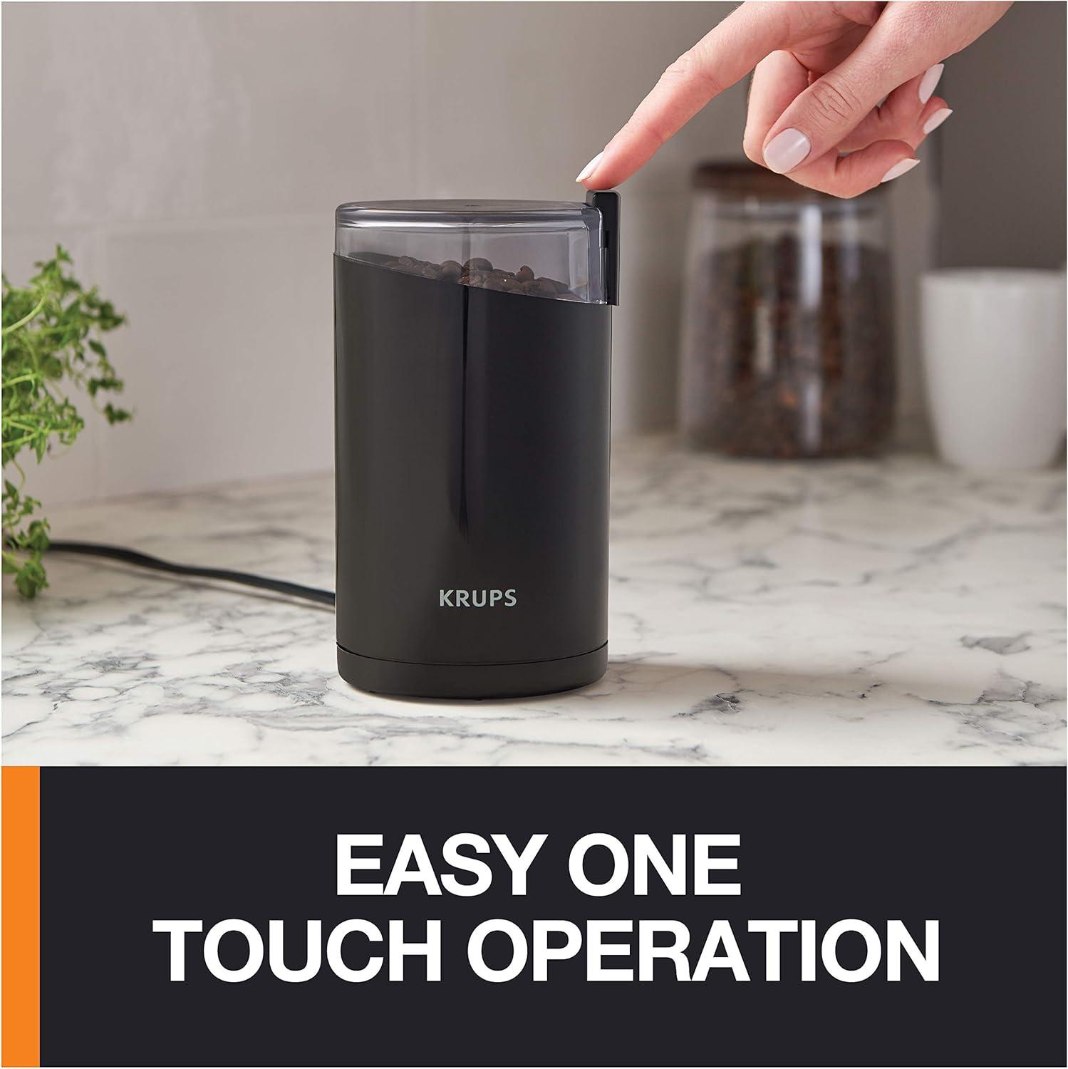 image:imageKRUPS 3oz Coffee Grinder Ultimate Silent Vortex Plastic and Stainless Steel Grinder with Removable Bowl MessFree 8 Times Quieter 2 Speeds 240 WattsDry HerbsDishwasher Safe12 cups ground SilverBlack