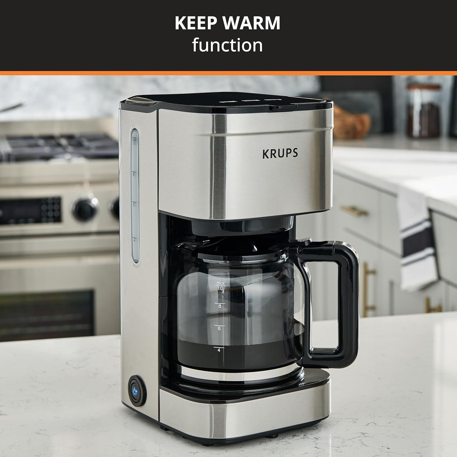 image:imageKRUPS Simply Brew Compact 5 Cup Coffee Maker Stainless Steel Design Pause amp Brew Keep Warm Reusable Filter DripFree Carafe10Cup