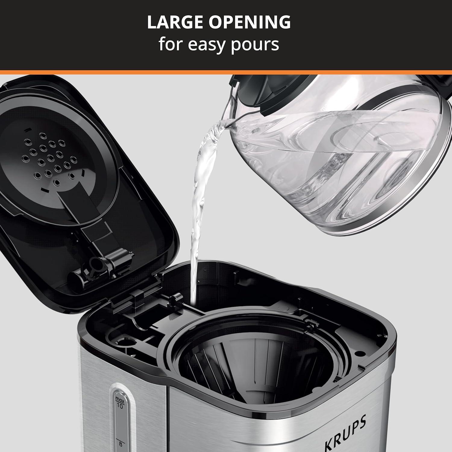image:imageKRUPS Simply Brew Compact 5 Cup Coffee Maker Stainless Steel Design Pause amp Brew Keep Warm Reusable Filter DripFree Carafe10Cup