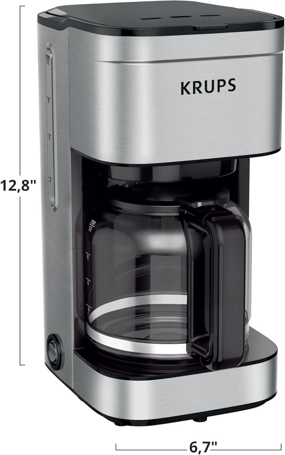 image:imageKRUPS Simply Brew Compact 5 Cup Coffee Maker Stainless Steel Design Pause amp Brew Keep Warm Reusable Filter DripFree Carafe10Cup