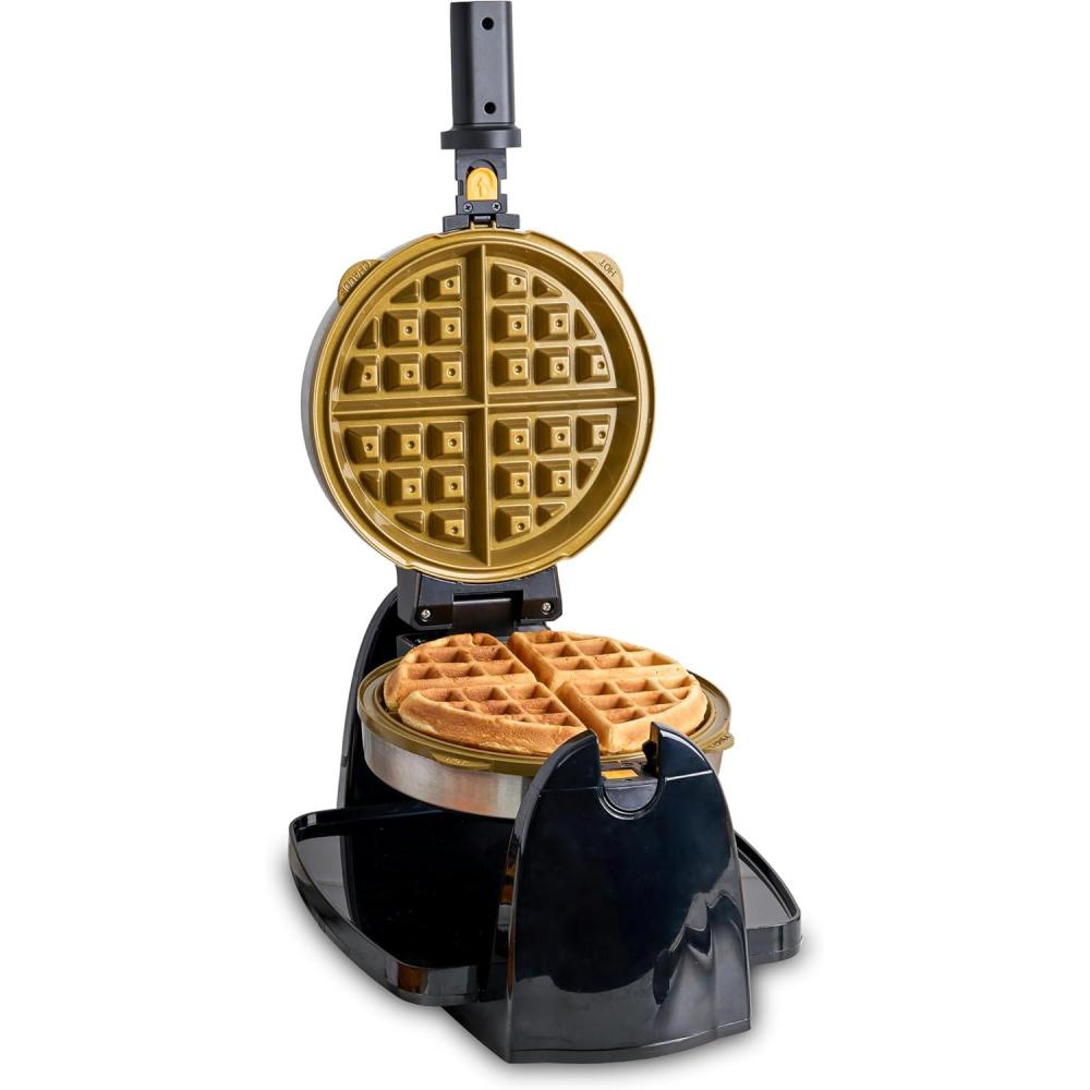 image:imageKRUPS 4Slice Belgian Waffle Maker Stainless Steel 5 Browning Levels Audible Ready Beep Removable Plates 1200W SilverBlack Large Waffle Maker Family Size Great for Family BreakfastsRotating Waffle Maker Ceramic Plates