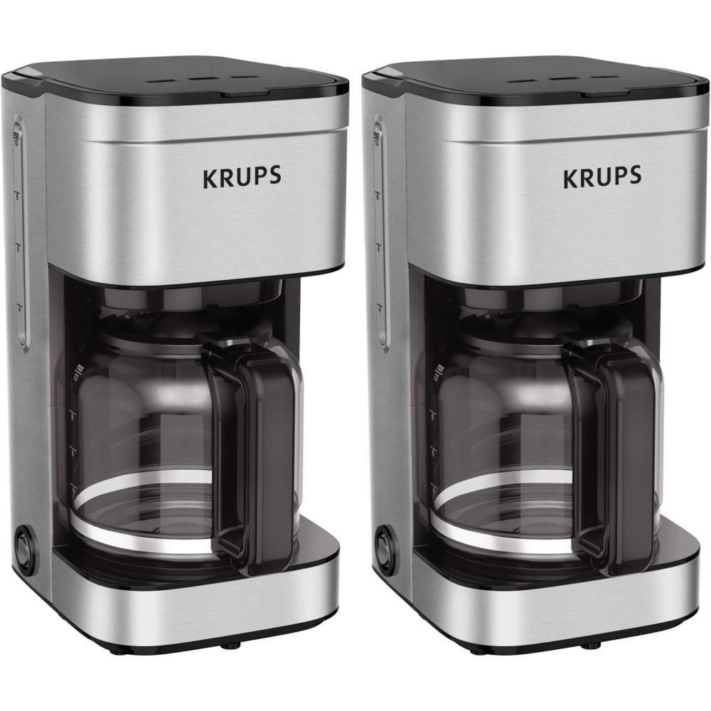 image:imageKRUPS Simply Brew Compact 5 Cup Coffee Maker Stainless Steel Design Pause amp Brew Keep Warm Reusable Filter DripFree Carafe10Cup Pack of 2