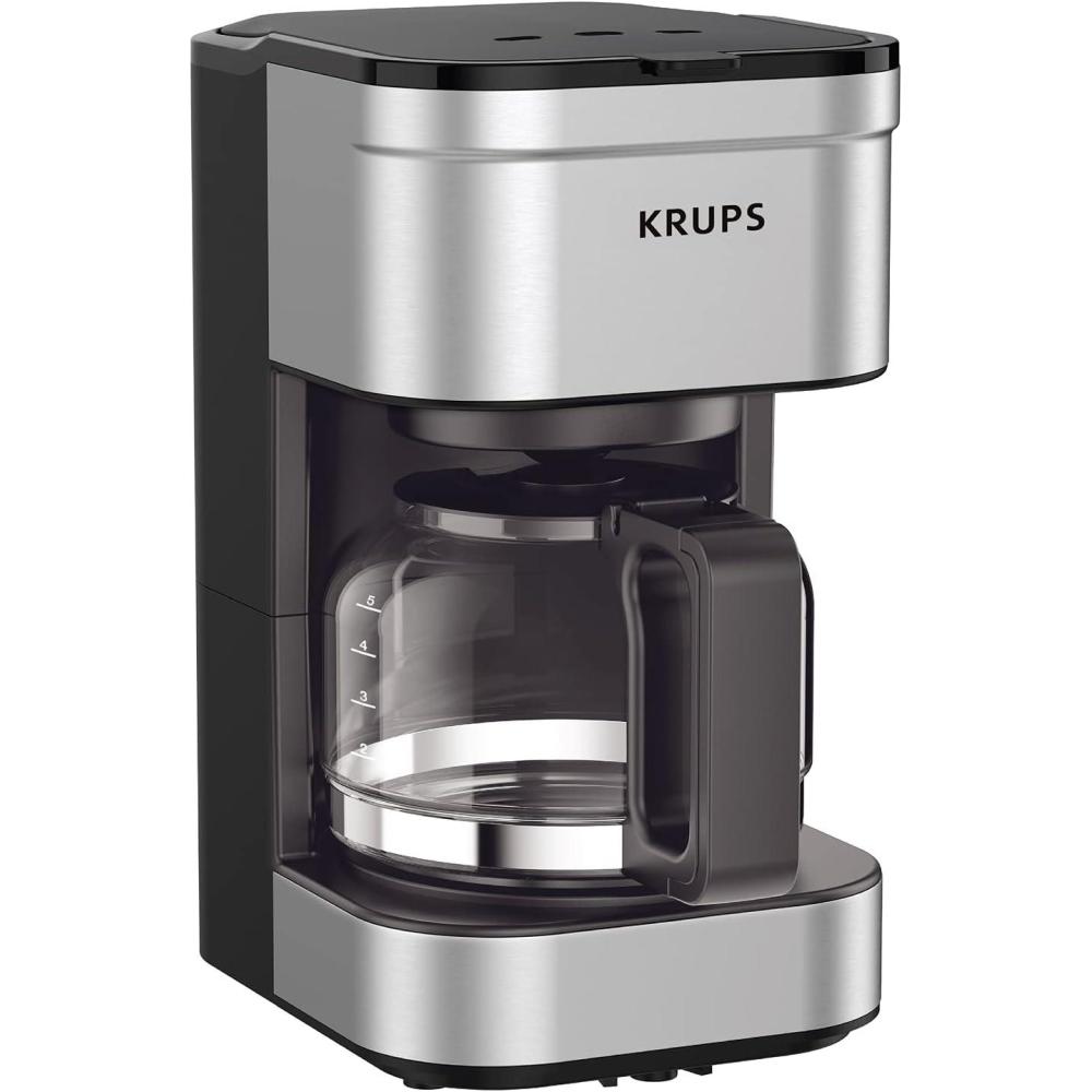 image:imageKRUPS Simply Brew Compact 5 Cup Coffee Maker Stainless Steel Design Pause amp Brew Keep Warm Reusable Filter DripFree Carafe5Cup