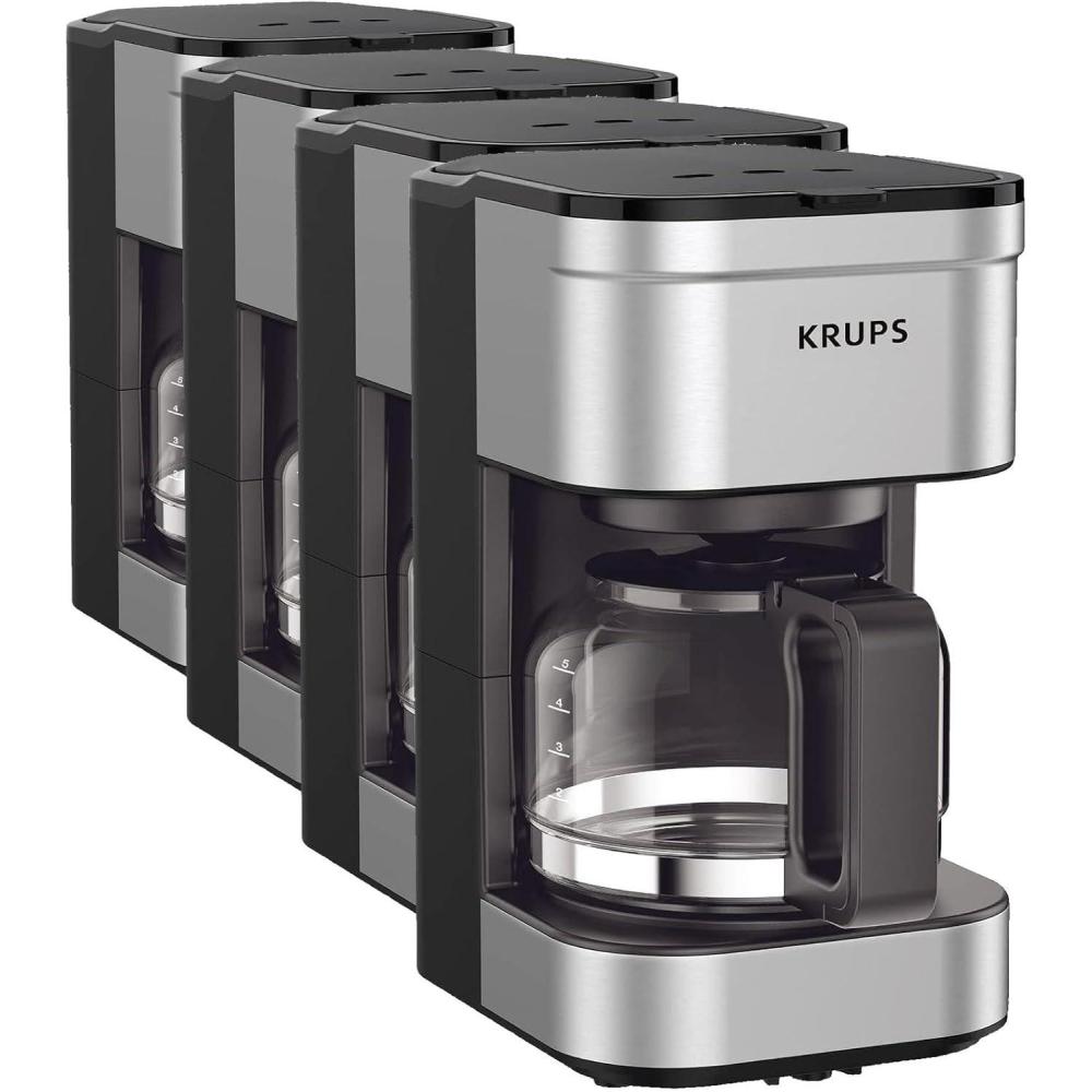 image:imageKRUPS Simply Brew Compact 5 Cup Coffee Maker Stainless Steel Design Pause amp Brew Keep Warm Reusable Filter DripFree Carafe5Cup Pack of 4