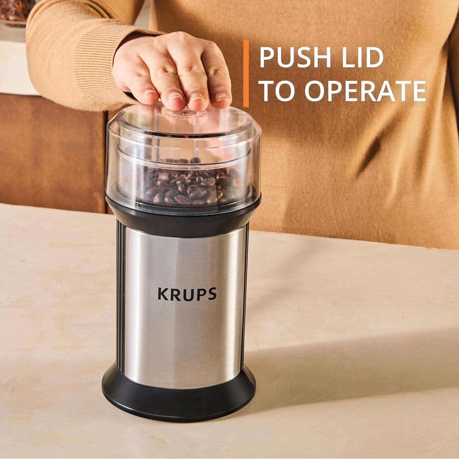 image:imageKRUPS Electric Blade Coffee Grinder 16 Oz Adjustable Coarse to Fine for the Perfect Espresso Grind Coffee Beans Spices amp Herbs Removable Dishwasher Safe Bowl BlackStainless Steel
