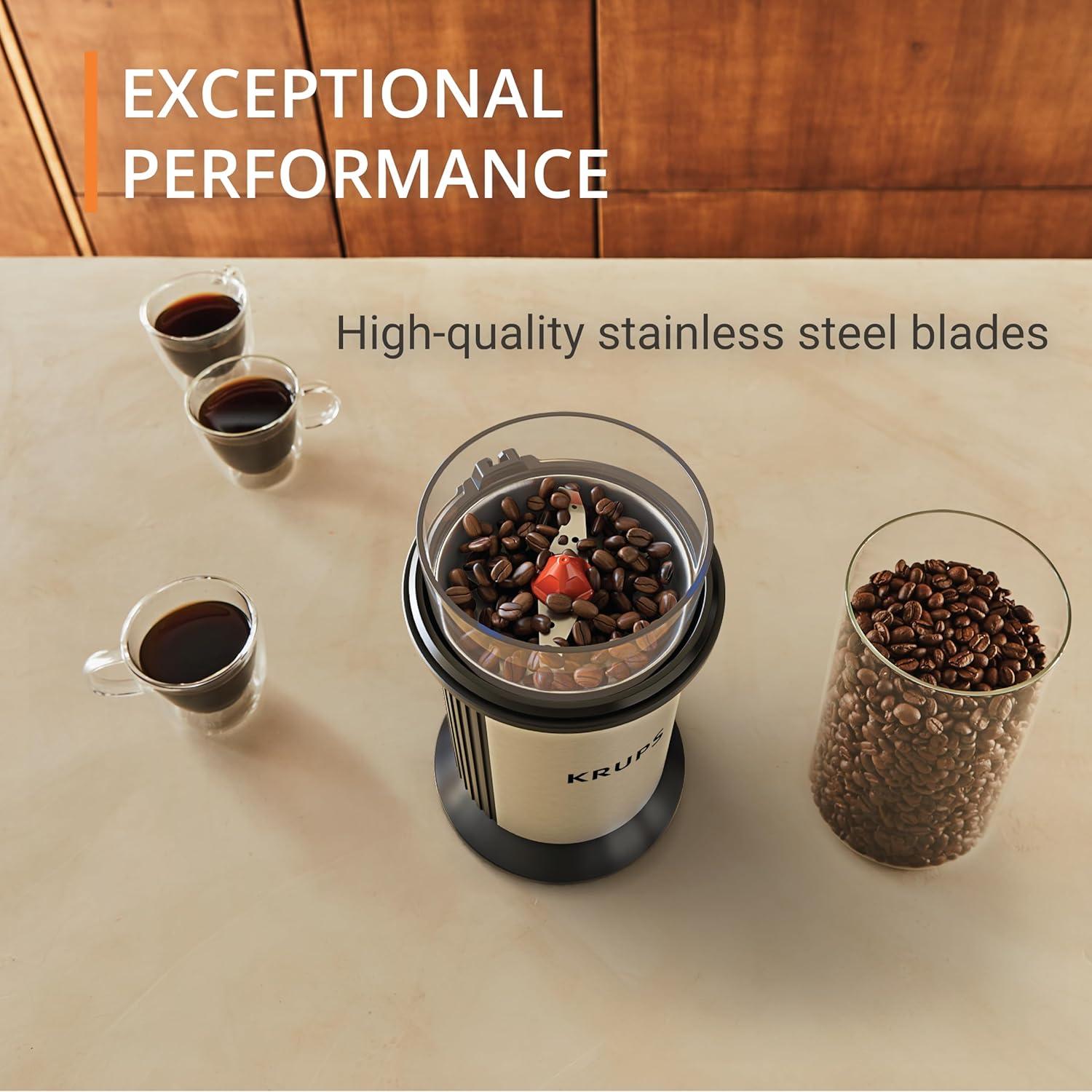 image:imageKRUPS Electric Blade Coffee Grinder 16 Oz Adjustable Coarse to Fine for the Perfect Espresso Grind Coffee Beans Spices amp Herbs Removable Dishwasher Safe Bowl BlackStainless Steel