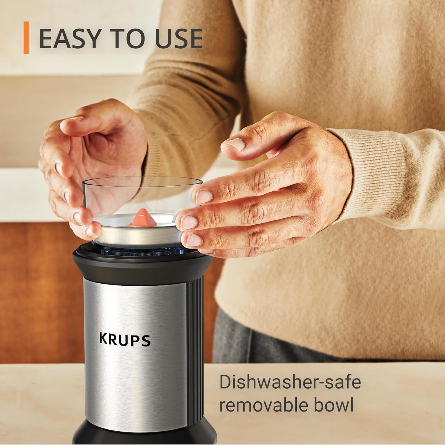 image:imageKRUPS Electric Blade Coffee Grinder 16 Oz Adjustable Coarse to Fine for the Perfect Espresso Grind Coffee Beans Spices amp Herbs Removable Dishwasher Safe Bowl BlackStainless Steel