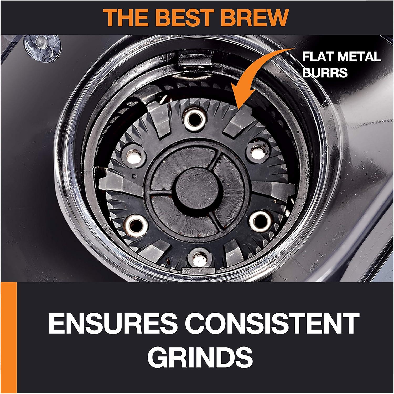 image:imageKRUPS Flat Burr Coffee Grinder Electric 18 Adjustable Grind Settings 220 Cups per Grind Single Touch Coffee Bean and Spice Grinder Stainless Steel Black12 Grind Settings