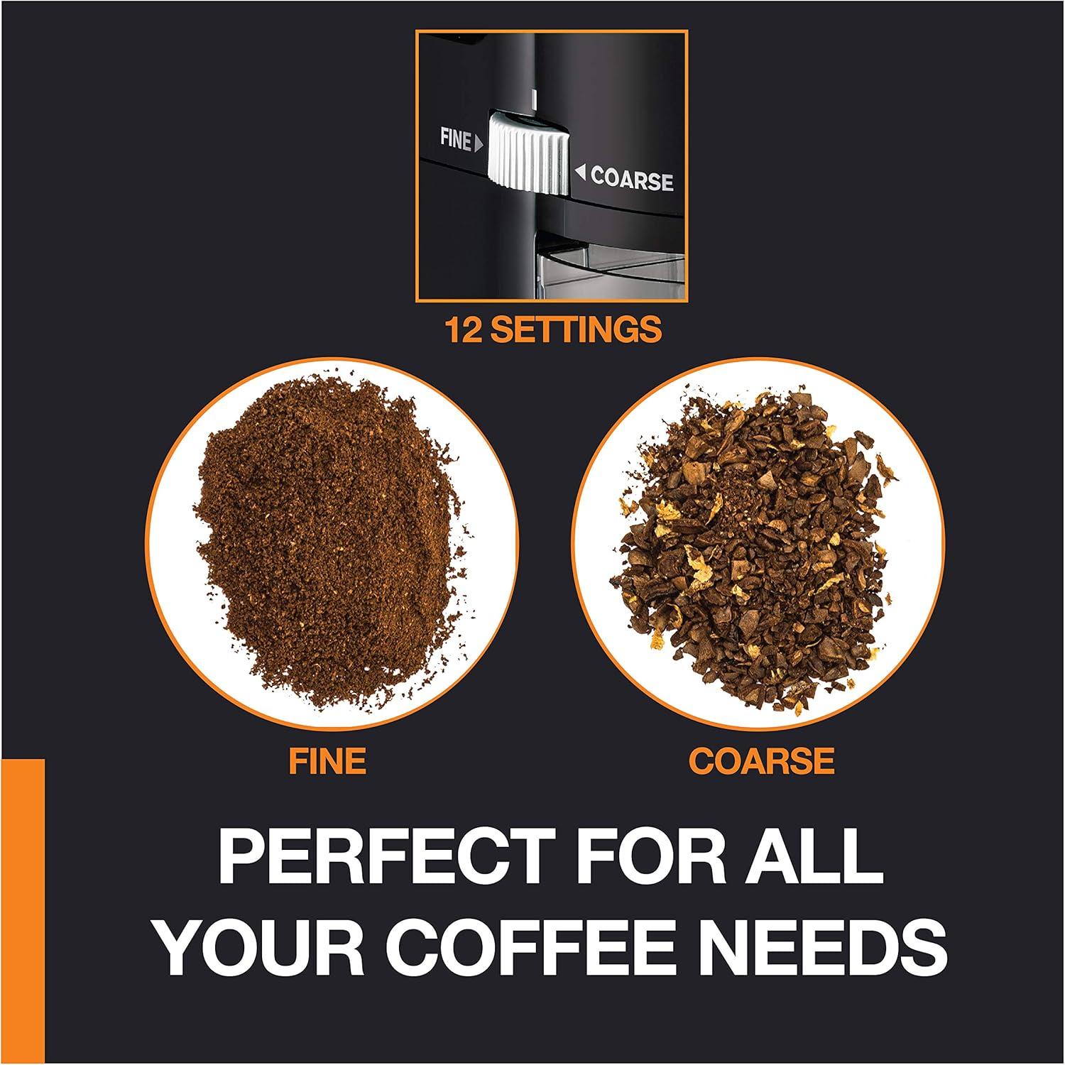 image:imageKRUPS Flat Burr Coffee Grinder Electric 18 Adjustable Grind Settings 220 Cups per Grind Single Touch Coffee Bean and Spice Grinder Stainless Steel Black12 Grind Settings