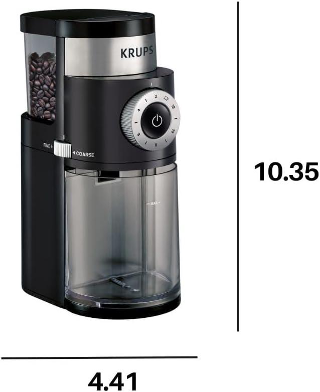 image:imageKRUPS Flat Burr Coffee Grinder Electric 18 Adjustable Grind Settings 220 Cups per Grind Single Touch Coffee Bean and Spice Grinder Stainless Steel Black12 Grind Settings