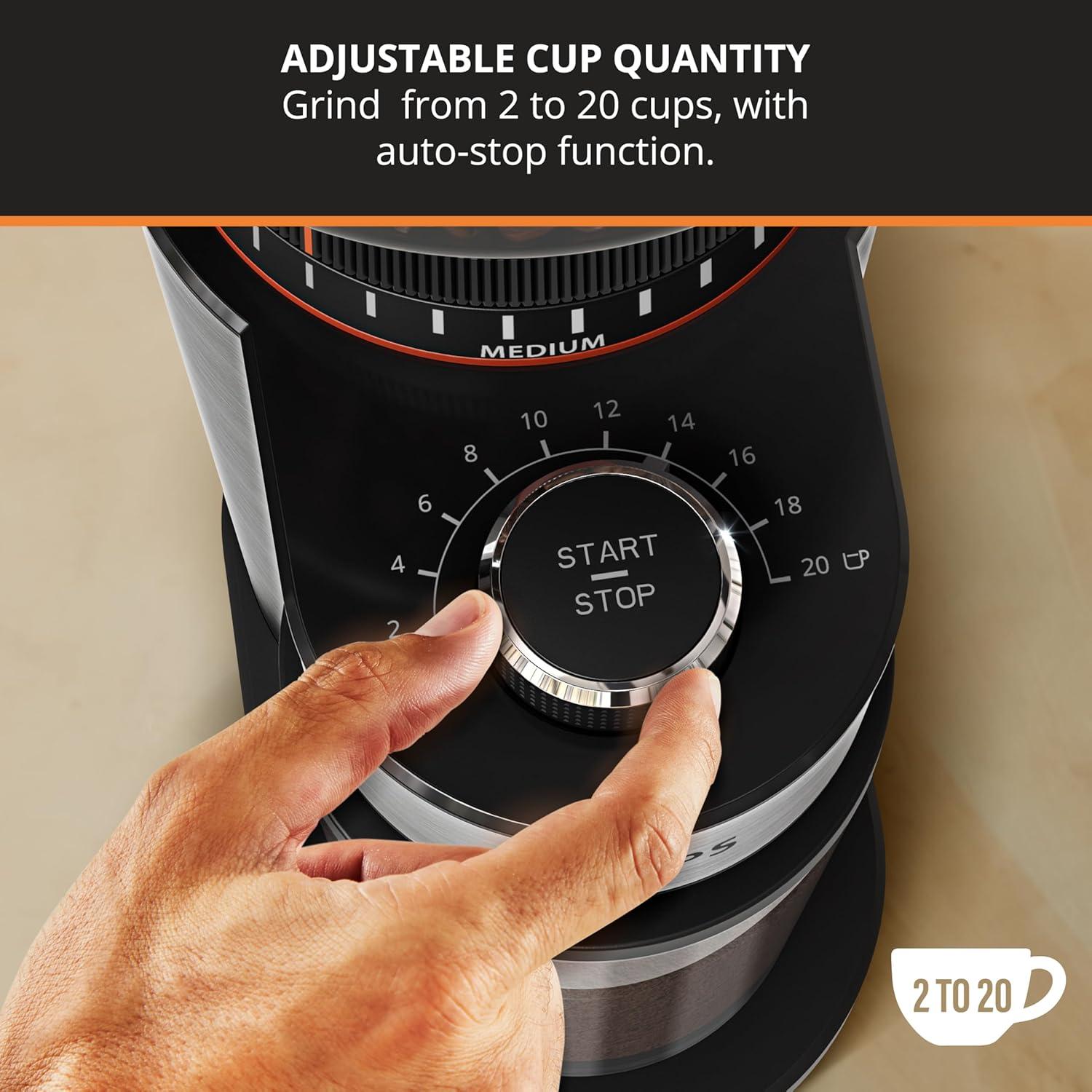 image:imageKRUPS Flat Burr Coffee Grinder Electric 18 Adjustable Grind Settings 220 Cups per Grind Single Touch Coffee Bean and Spice Grinder Stainless Steel Black18 Grind Settings
