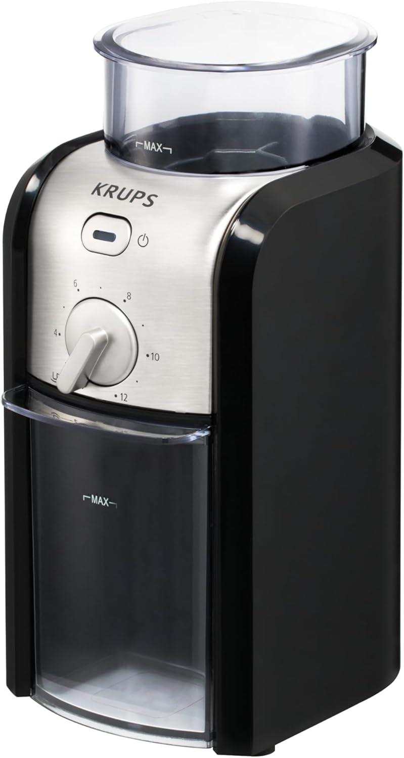 image:imageKRUPS GVX212 Coffee Grinder with Grind Size and Cup Selection and Stainless Steel Flat Burr Grinder 8Ounce Black and Metal17Grind fineness settings