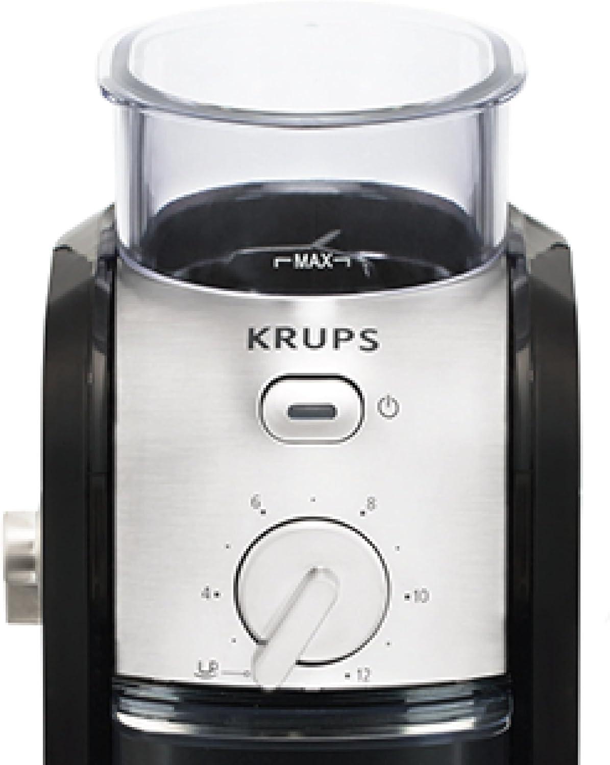 image:imageKRUPS GVX212 Coffee Grinder with Grind Size and Cup Selection and Stainless Steel Flat Burr Grinder 8Ounce Black and Metal17Grind fineness settings
