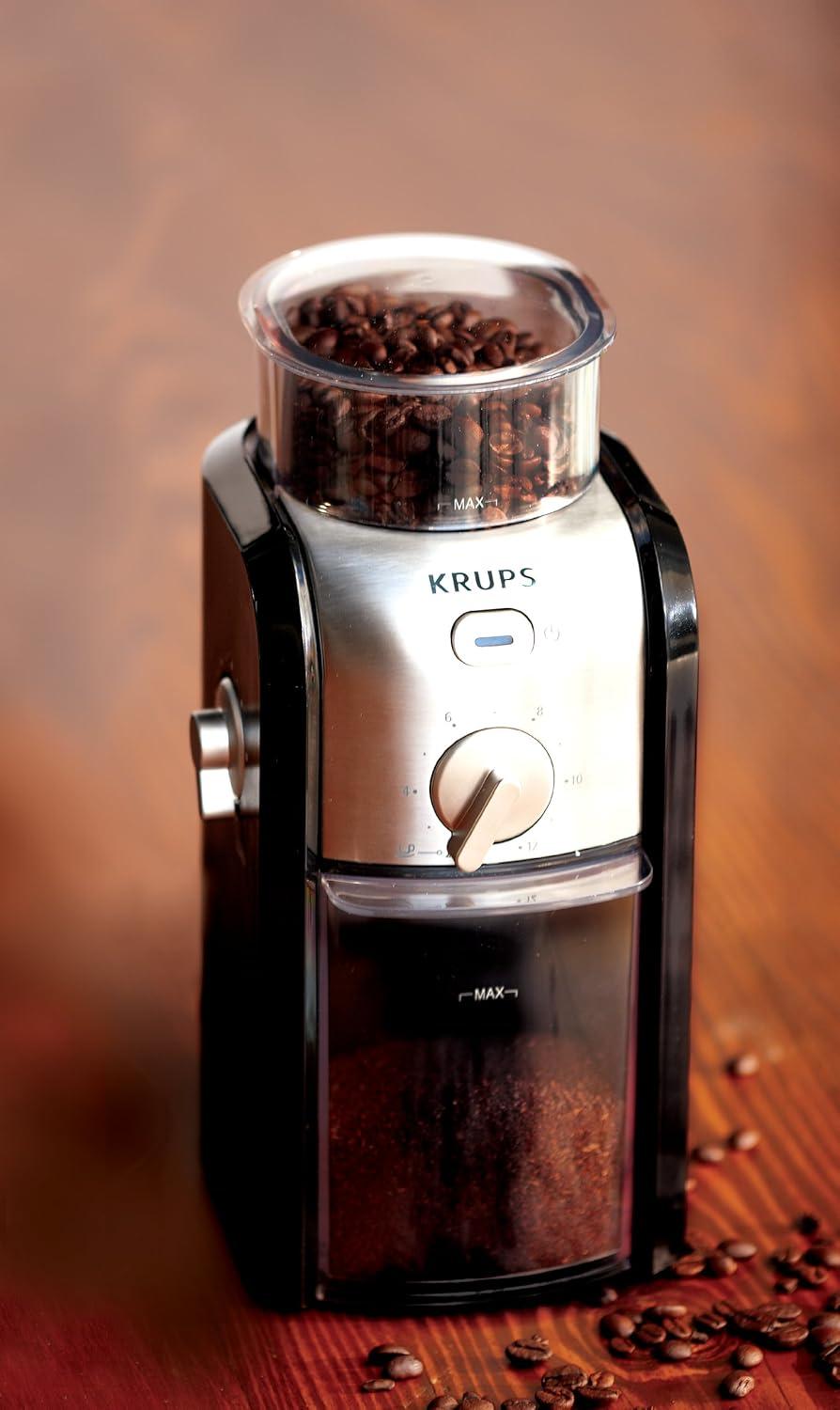 image:imageKRUPS GVX212 Coffee Grinder with Grind Size and Cup Selection and Stainless Steel Flat Burr Grinder 8Ounce Black and Metal17Grind fineness settings
