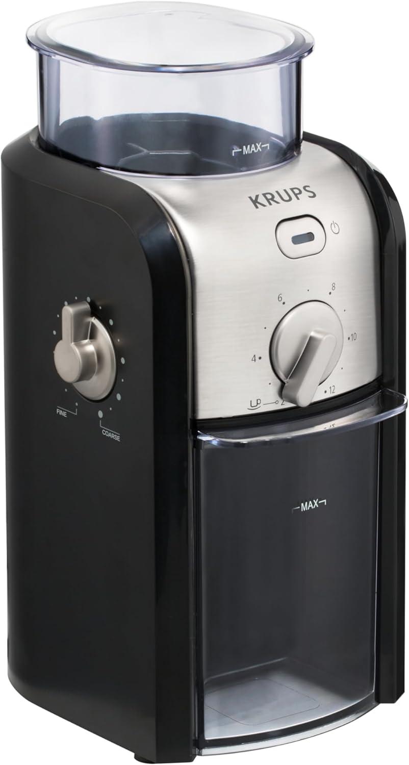 image:imageKRUPS GVX212 Coffee Grinder with Grind Size and Cup Selection and Stainless Steel Flat Burr Grinder 8Ounce Black and Metal17Grind fineness settings