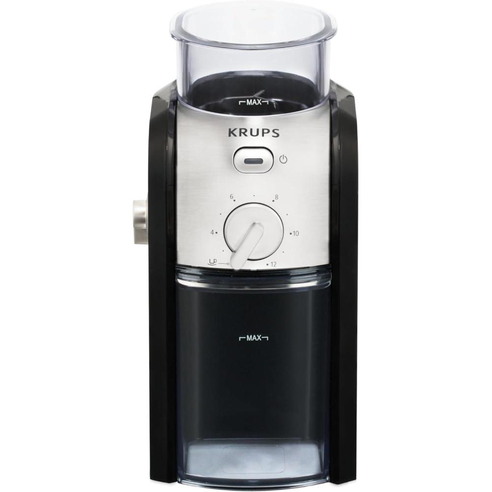 image:imageKRUPS GVX212 Coffee Grinder with Grind Size and Cup Selection and Stainless Steel Flat Burr Grinder 8Ounce Black and Metal17Grind fineness settings