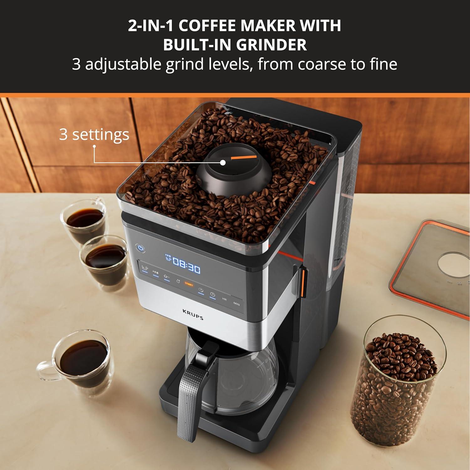 image:imageKRUPS Grind Brew Aroma Filter Coffee Maker Detachable Conical Grinder Easy Cleaning