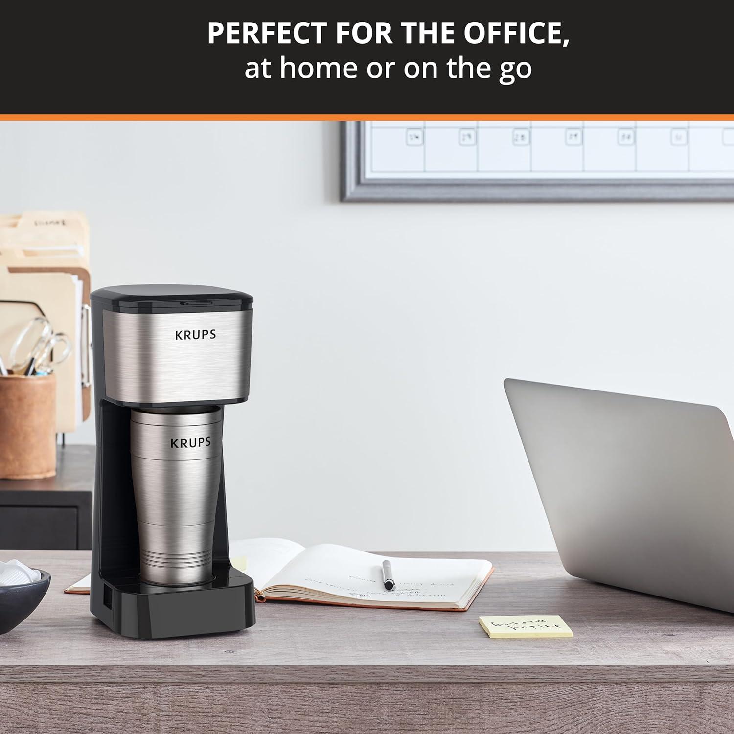 image:imageKRUPS Simply Brew Stainless Steel and Glass Carafe 12 Cup Drip Coffee Maker Programmable with Digital Display Dishwasher Safe Drip Free Coffee Machine Black and Silver2Cup