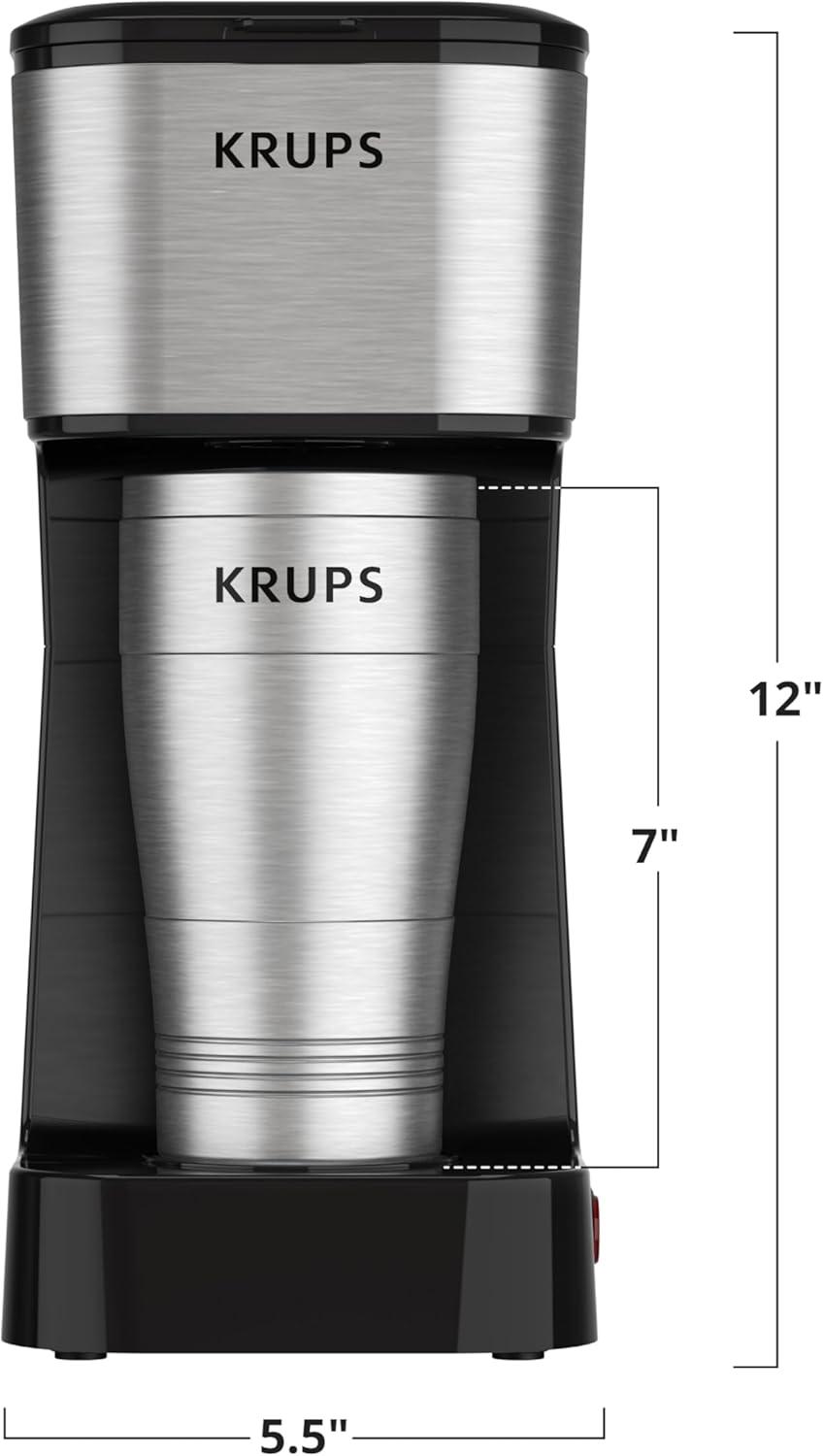 image:imageKRUPS Simply Brew Stainless Steel and Glass Carafe 12 Cup Drip Coffee Maker Programmable with Digital Display Dishwasher Safe Drip Free Coffee Machine Black and Silver2Cup