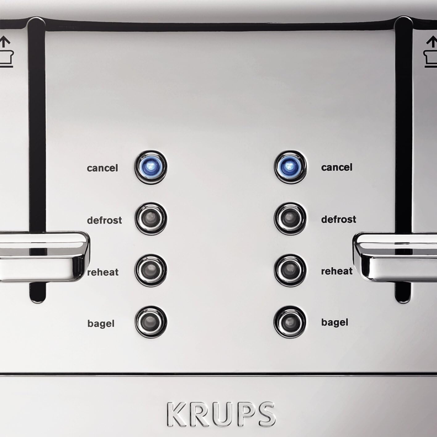 image:imageKRUPS Breakfast Set Stainless Steel Toaster 4 Slice 1500 Watts 6 Brown Settings Defrost Reheat High Lift Lever Silver Matte and ChromeVariable width slots